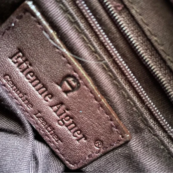 Vintage Etienne Aigner Dark Brown Satchel with Gold Buckle - Picture 5 of 13